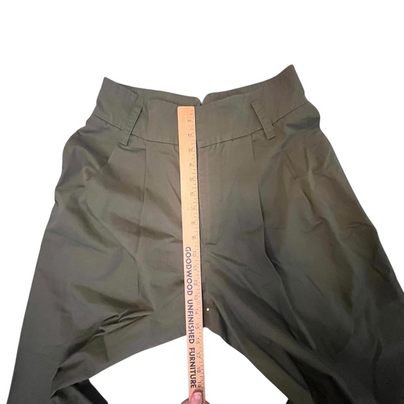 Zara Palazzo Wide Leg Pleated Trousers High Waist Pants Women's Size L Green - Picture 6 of 10